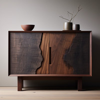 Buffet en bois massif Wabi-Sabi, style mid-century, meuble de rangement antique pour salle à manger, cuisine, salon