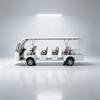 Véhicule électrique de tourisme de luxe à 11 places avec carrosserie moderne et épurée, phares LED intégrés et pare-brise panoramique