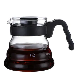 中国批发供应商耐热硼硅酸盐玻璃渗滤器咖啡壶V带手柄玻璃咖啡机