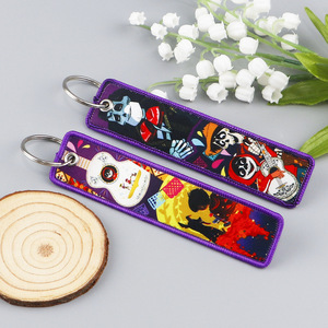 Hotsale 9 Designs American Series Friends Cartoon Woven Label <b>Keychain</b> <b>Anime</b> Hanging Embroidered Decoration Fabric - Product Image 6
