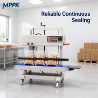 Scelleuse à bande verticale continue MPPK FR-1200 avec codeur de date, machine de scellage thermique électrique semi-automatique pour film plastique alimentaire