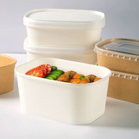 Vente en gros de bol à emporter pour restaurant en papier kraft jetable bol à salade à fond carré boîte à lunch avec couvercle 900ml 1200ml 1400ml