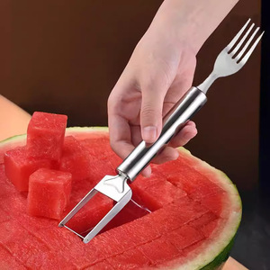 Coupe-pastèque double tête en acier inoxydable, outil de découpe en cubes pour la préparation du melon - Product Image 3