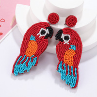 Bestone Boucles d'oreilles pendantes en perles de rocaille de perroquet exagérées avec emballage de marque de distributeur personnalisé