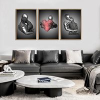 HAOWAI OEM/ODM Coeur d'Amour 3D Plante Affiche Peinture sur Toile Décoration Maison Sculpture en Métal Couple Romantique Câlin Art Mural Art Abstrait