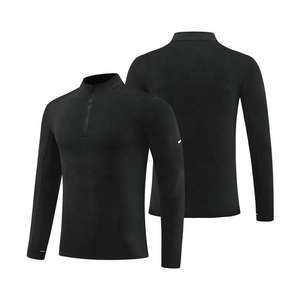 Camisa de fitness para gimnasio con cremallera de cuarto para niños, cuello vuelto de manga larga hecho de lana para deportes de invierno, correr fútbol - Product Image 4
