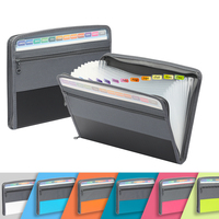 Porte-documents extensible à 13 poches avec pochette frontale pour crayons, organiseur portable pour factures, reçus et documents, fournitures scolaires et de bureau