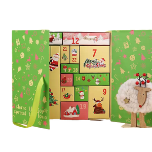 กล่องของขวัญปฏิทินนับถอยหลังคริสต์มาสแบบกำหนดเอง 24 วัน ประตูคู่ ทำจากกระดาษแข็งรีไซเคิล บุฟองน้ำ ดีไซน์แข็งแรง สำหรับของขวัญวันหยุด - Product Image 1