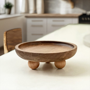 Wooden <b>Tray</b> Round Standing Type Multifunction <b>Storage</b> <b>Trays</b> For Home Desk Organization - Product Image 1