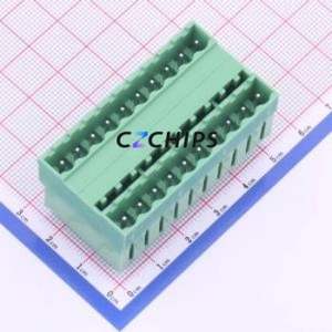 KF2EDGVH-5.0-2*10P Plug-in Terminal Block Through hole,P=5mm Connector Board-to-Board / Socket - Closed 5mm Green Straight Pin - Product Image 1