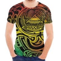 Camiseta para hombre Samoa Americana Seal POD con estampado gráfico de tatuaje tribal polinesio en degradado de colores Rasta, cuello redondo, manga corta, informal