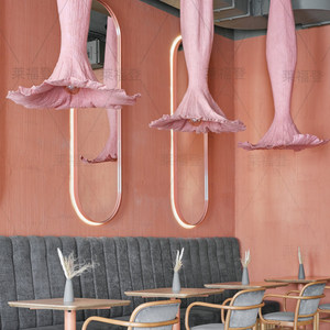 Plafonnier de style français, forme ovale, design floral en tissu, lampe LED à économie d'énergie pour restaurant, hôtel, maison d'hôtes, salle de banquet - Product Image 2