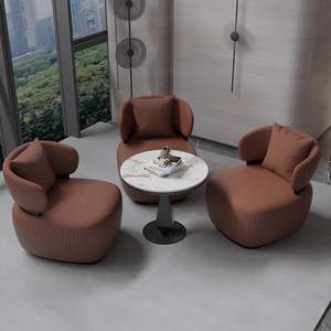 Conjunto de Sofás de Oficina con Sillas y Mesa para Área de Recepción, Cómodos, de Cuero Ecológico, con Esponja de Alta Densidad - Product Image 5