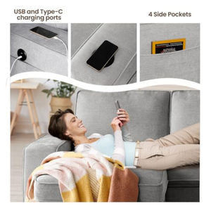 Sofá Cama Convertible en Forma de L con Espacio de Almacenamiento, Sofá Extraíble para Sala de Estar, Cubiertas de Chenilla Lavables y Extraíbles con USB - Product Image 4