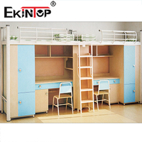 Ekintop Lit superposé en métal de haute qualité au design moderne Lit de dortoir populaire pour étudiants avec table pour l'école et les adultes
