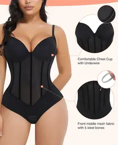 Hexin ออกแบบงานแต่งงานไม่มีรอยต่อ Shapewear ลึก V คอหน้าท้องเปลือย Shapewear Body S Haper 5 กระดูกเหล็กสําหรับผู้หญิง