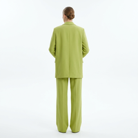 Ensemble tailleur décontracté 2 pièces pour femme : Blazer long oversize et pantalon taille haute à jambes larges – Idéal pour le bureau et la mode