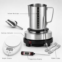 Kit de pot à cire avec cuillère de mélange, tasse graduée, balance électronique et thermomètre pour la fabrication artisanale de bougies DIY