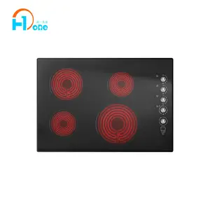 Electric Cooktop 30'' Built- in Ceramic Cooktop with 4 Burners 220V Smoothtop Style Cooktop Knob Control Hot Surface Indicator