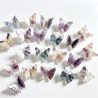 Papillon en Fluorite Arc-en-ciel Naturelle Sculpté à la Main, Ornement en Pierre Précieuse de Guérison pour Collection, Vente en Gros et Approvisionnement en Vrac