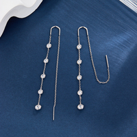 Boucles d'oreilles en argent sterling S925 avec zircon, minimalistes, plaquées rhodium, à pampilles, accessoires élégants, uniques et polyvalents, parfaits