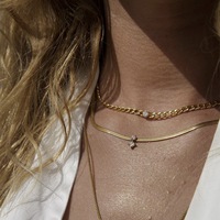 Collar Geométrico Luoyan para Mujer, Chapado en Oro de 18K, Acero Inoxidable, con Circonita Blanca Esmeralda, Tipo Cadena Espiga