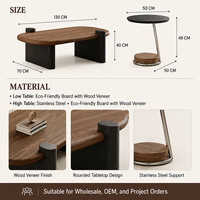 Ensemble de tables basses modernes du milieu du siècle, table d'appoint ronde, structure en acier inoxydable, mobilier de luxe pour salon, vente en gros OEM