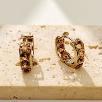 Boucles d'oreilles carrées plaquées or haut de gamme, accessoires de mode et de niche pour le quotidien