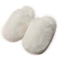 Pantoufles d'intérieur en fausse fourrure confortables et moelleuses pour femme, couleur unie, pour l'hiver