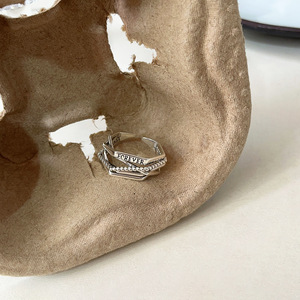 Anillo Irregular de Plata de Ley S925 para Mujer, Diseño Abierto con Letra, Joyería de Regalo - Product Image 3