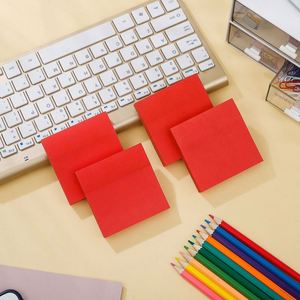 100 Sheets Solid Red Square Self-Adhesive Sticky Notes Set Vibrant Single-Hue <b>Memo</b> <b>Pads</b> Office School Daily - Product Image 1