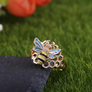 Anello Creativo a Nido d'Ape con Design Geometrico a Insetto, Regolabile, in Lega, Stile Gioiello, Idea Regalo - Product Image 6