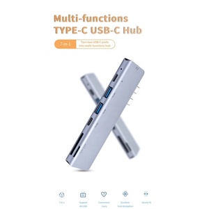 7 trong 1 HUB Multiport kép USB C Loại C Type-C 4K 30Hz <span class=keywords><strong>HDMI</strong></span> USB 3.0 USB3.0 TF SD Bộ chuyển đổi Hub Docking Station cho <span class=keywords><strong>MacBook</strong></span> <span class=keywords><strong>Pro</strong></span> - Product Image 2