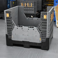 Conteneur de transport et de stockage en maille isolée pour poisson, en HDPE, grand format, solide, pliable, rigide, empilable et ventilé