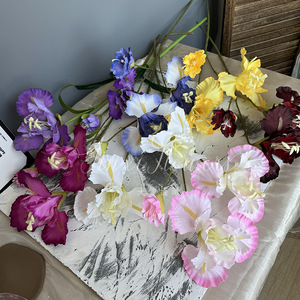 Fleurs d'iris artificielles Jinxi, 3 têtes, fleurs en soie, décoration de mariage et de maison, vente directe d'usine transfrontalière - Product Image 2