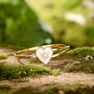 Fashion Bangle 316L Stainless Steel PVD Gold Plating Heart Design With <b>Crystal</b> Inlay Adjustable <b>Bracelet</b> - Product Image 3