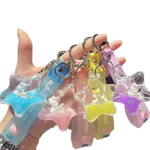 Fashion Acrylic Liquid Keychain wholesale Cute couple Animal Keychain