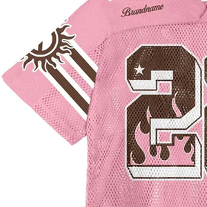 Women <b>Pink</b> Mesh <b>Football</b> Jersey Drip Graphic Number Print Short Sleeve Breathable Polyester Streetwear Sportswear <b>Top</b> - Product Image 4