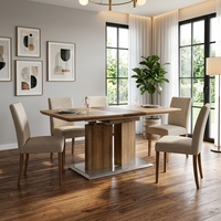 Ensemble de meubles de salle à manger au design moderne et contemporain avec matériau MDF, pieds en métal, table à manger réglable, pliable, pour usage domestique