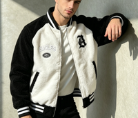 Blouson bomber réversible en sherpa rose/vert pour homme, coupe-vent, avec logo brodé, accessoires grecs de sororité