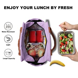 Sac à lunch isotherme grande capacité, sac bento avec deux options de transport, poches et doublure thermique - Product Image 3
