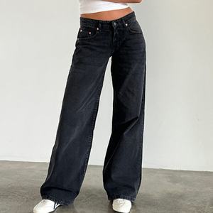 Jeans taille basse personnalisables OEM pour femmes – Nouvelle collection, style décontracté et tendance pour l'été, avec délavage et jambe large en denim - Product Image 3
