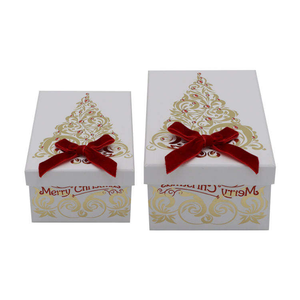 Eco‑Friendly Recyclable Lid‑Base <b>Christmas</b> Hard Gift <b>Box</b> Velvet Bow Decoration Gold Foil Print <b>Christmas</b> Gift Packaging - Product Image 1