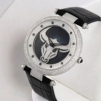 Montre à cadran rond, montre-bracelet à quartz en cristal saphir, bracelet en cuir, affichage à aiguilles étanche pour hommes
