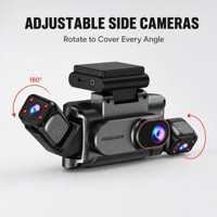 Caméra de tableau de bord de voiture avec enregistrement 4 directions, caméra frontale 1080P, vision nocturne, DVR de voiture