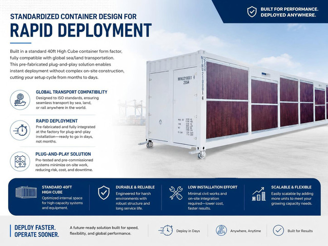 Scale Your DC Fast UL/CE Compliant Container Data Center | 2MW Safe Modular DC for Global Enterprise Fast Deployment Solution