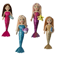 Nouvelle Arrivée Poupée Sirène en Peluche Scintillante de 45 CM avec Animaux Marins dans la Main, Jouet Doux pour Filles, Cadeau, Vente Chaude