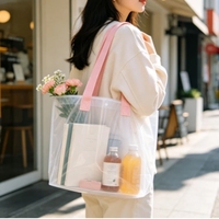 Sac fourre-tout transparent en plastique imperméable pour le transport à la main, idéal pour la vente en usine