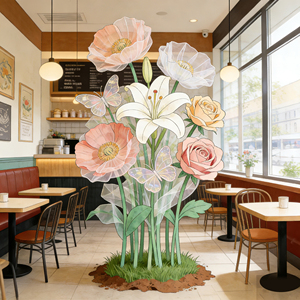 Set di Rose di Carta Personalizzate Giganti <span class=keywords><strong>in</strong></span> Seta e Organza con Papaveri e <span class=keywords><strong>Farfalle</strong></span> per Decorazioni Nuziali e Esposizioni Floreali Interne - Product Image 2