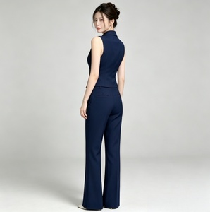 Ensemble de bureau formel pour femme, blazer croisé et <span class=keywords><strong>pantalon</strong></span> large, collection été - Product Image 4